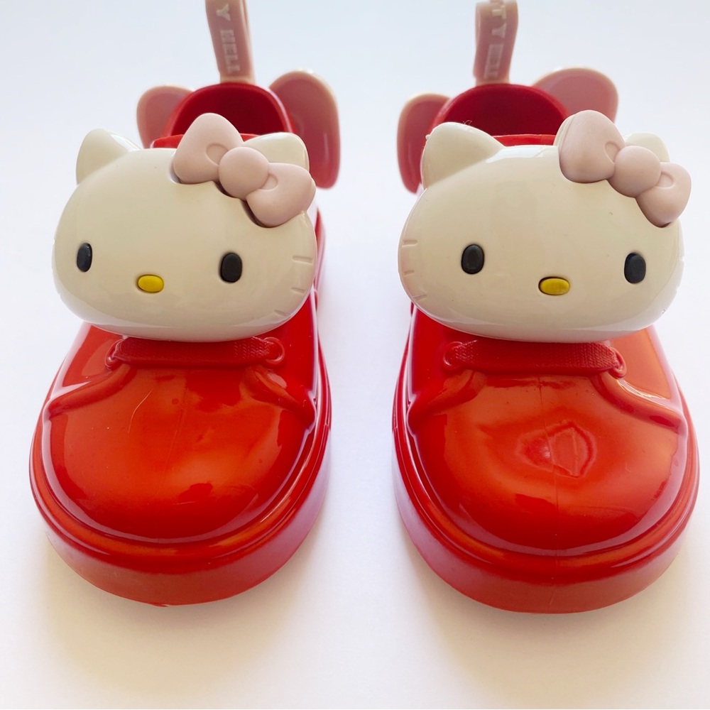 MINI MELISSA HELLO KITTY head red pink white jelly slip on sneakers shoes - Picture 2 of 9